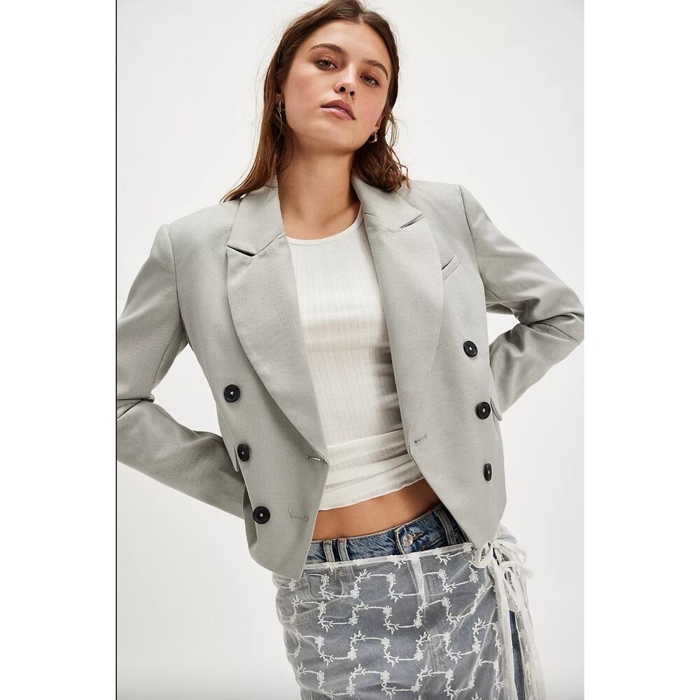 NEW Free People Betty Solid Blazer size large grey‎